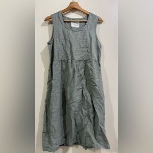 CONSCIOUS CLOTHING Sleeveless Midi Linen Blend Dress in Sage Green